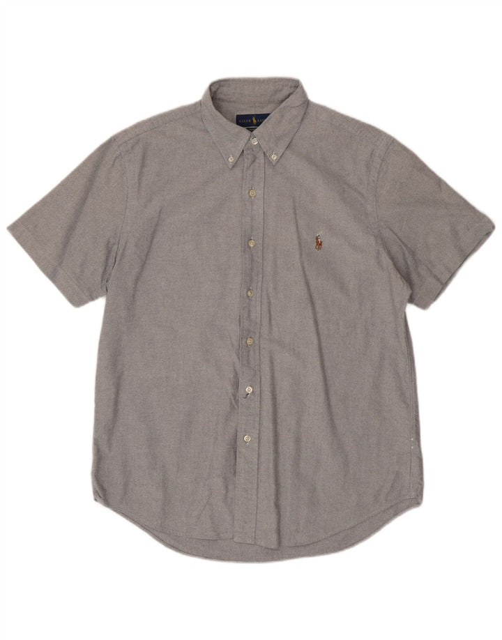 Cămașă RALPH LAUREN pentru bărbați, cu mânecă scurtă, în formă clasică, din bumbac gri mediu