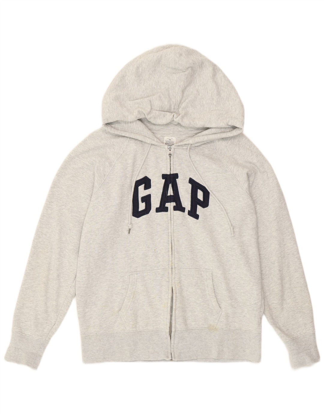 Gap Pulover cu capota cu fermoar grafic pentru femei, mare, gri bumbac