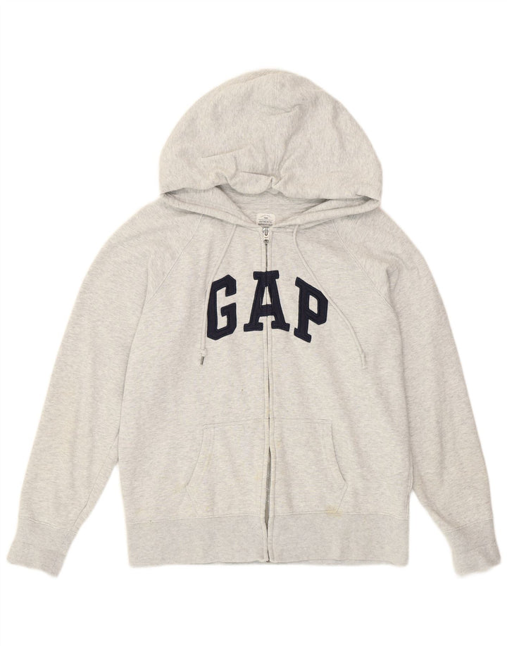 Gap Pulover cu capota cu fermoar grafic pentru femei, mare, gri bumbac
