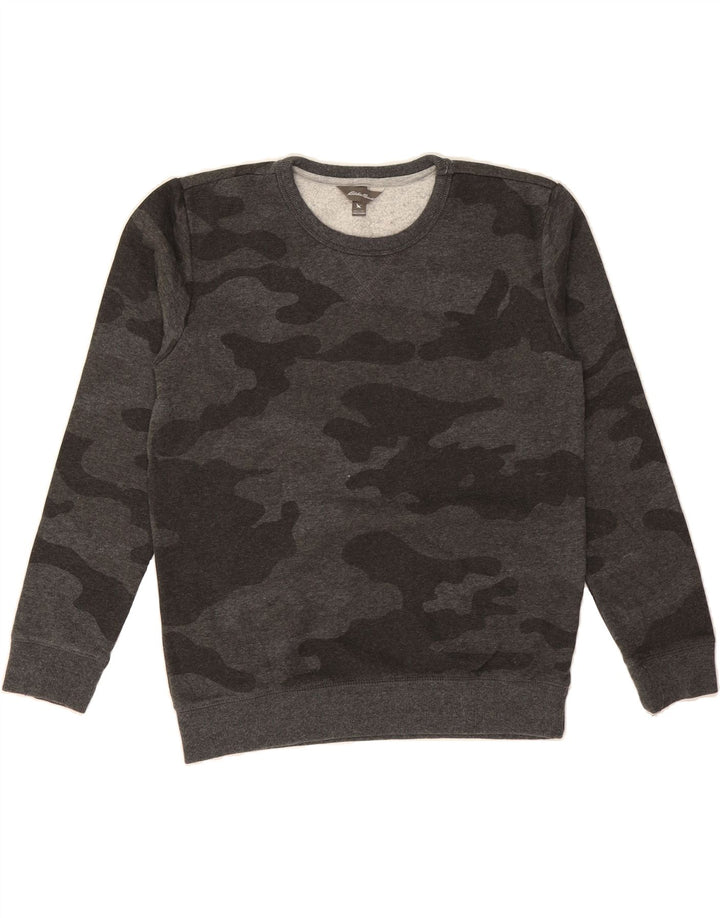 EDDIE BAUER Boys Sweatshirt Jumper 13-14 Years Large Grey Camouflage Vintage Eddie Bauer and Second-Hand Eddie Bauer from Messina Hembry 