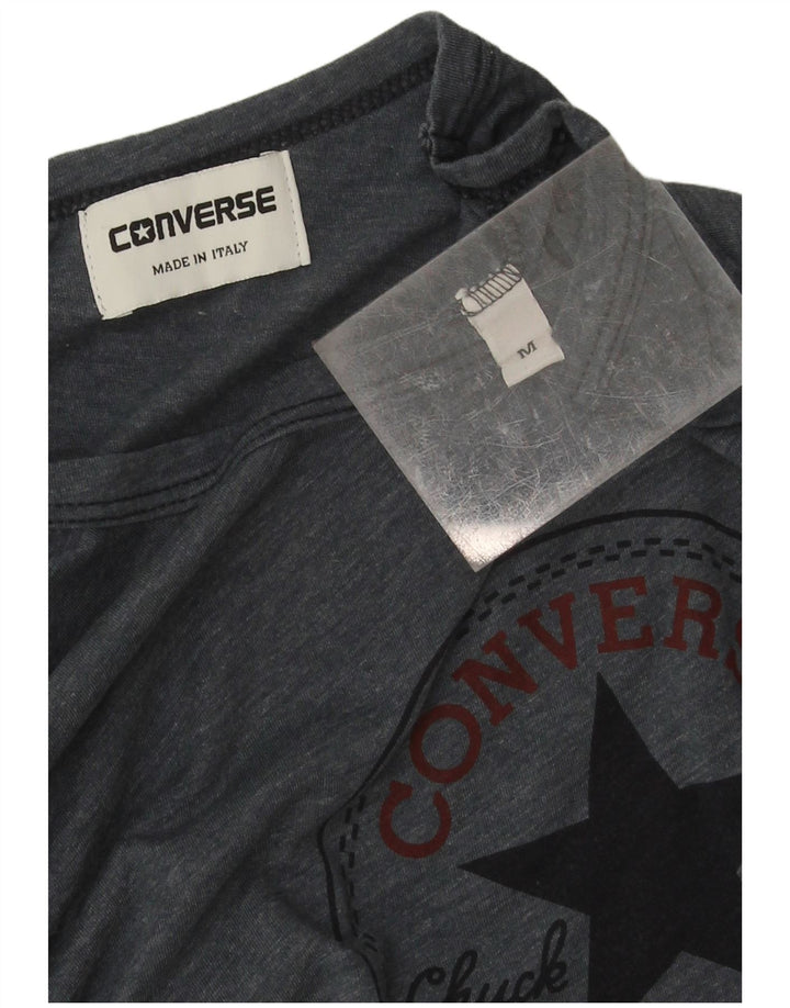 Top grafic Converse pentru femei, cu mâneci 3/4 UK 14, bumbac gri mediu