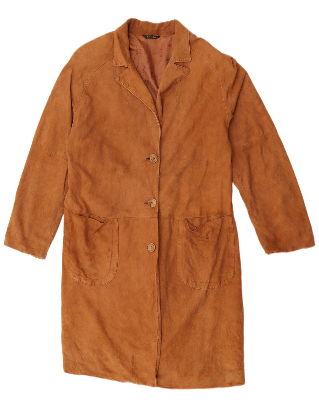 Pardesiu vintage de piele intoarsa pentru femei IT 48 XL maro