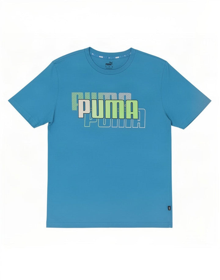 Tricou cu grafică Puma pentru bărbați Top din bumbac albastru mediu