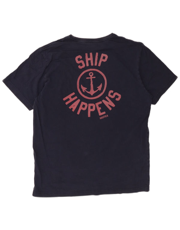 Tricou grafic pentru bărbați Nautica Top mare din bumbac bleumarin