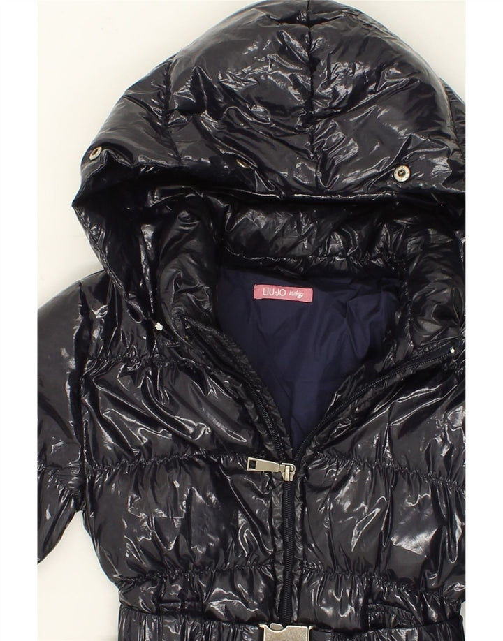LIU JO Girls Hooded Padded Jacket 4-5 Years Navy Blue Polyamide Vintage Liu Jo and Second-Hand Liu Jo from Messina Hembry 