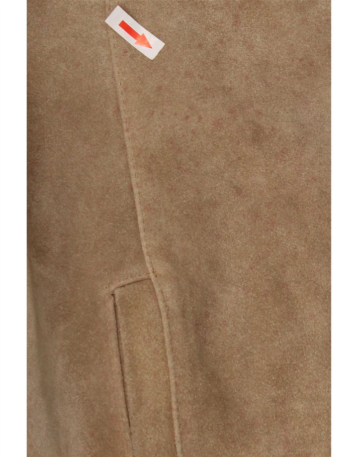 Bomber vintage pentru femei de piele intoarsa EU 50 XL Bej Colorblock Poliacrilic