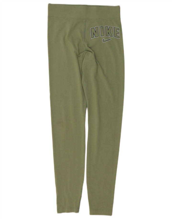 NIKE Womens Graphic Leggings UK 8 Small  Green Cotton