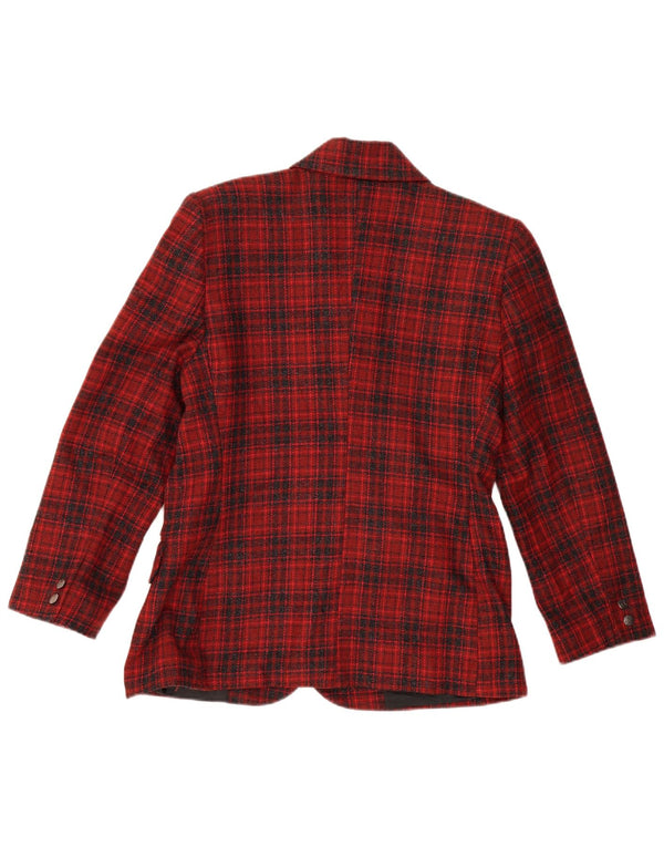 ALEXANDRA Jachetă pentru femei cu 3 nasturi IT 46 Lână mare cu carouri roșii