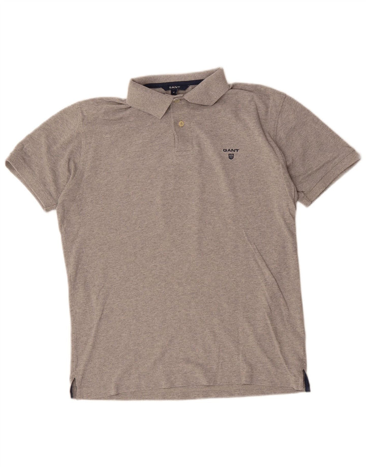 Tricou polo pentru bărbați Gant, bumbac gri mediu
