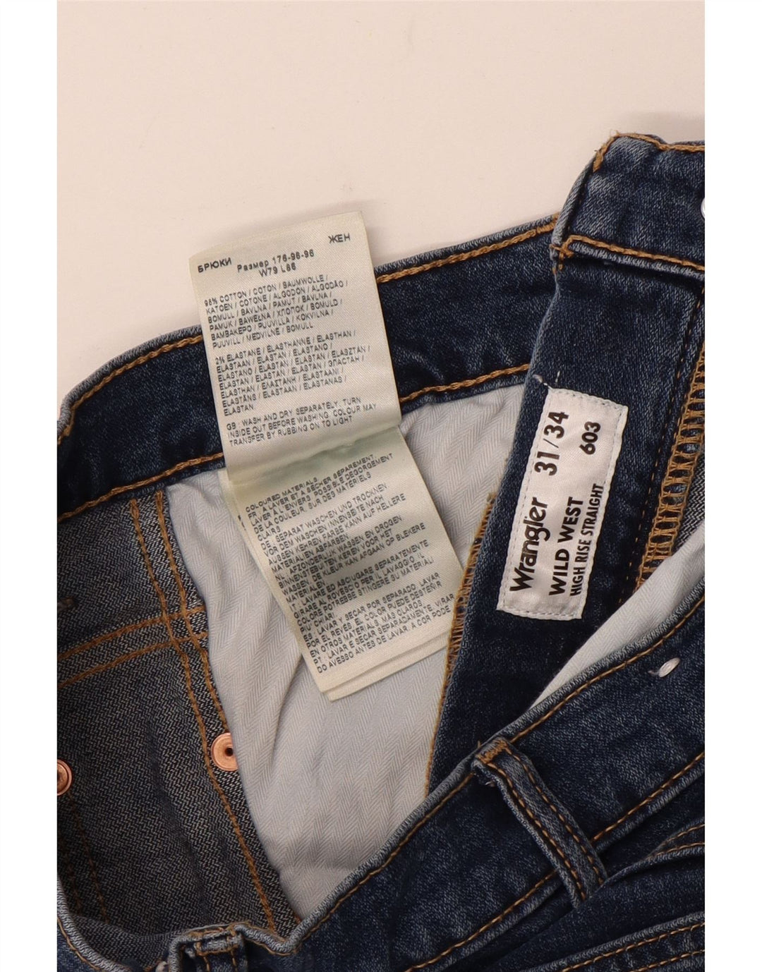 Blugi drepte pentru bărbați Wrangler W31 L30, bumbac albastru