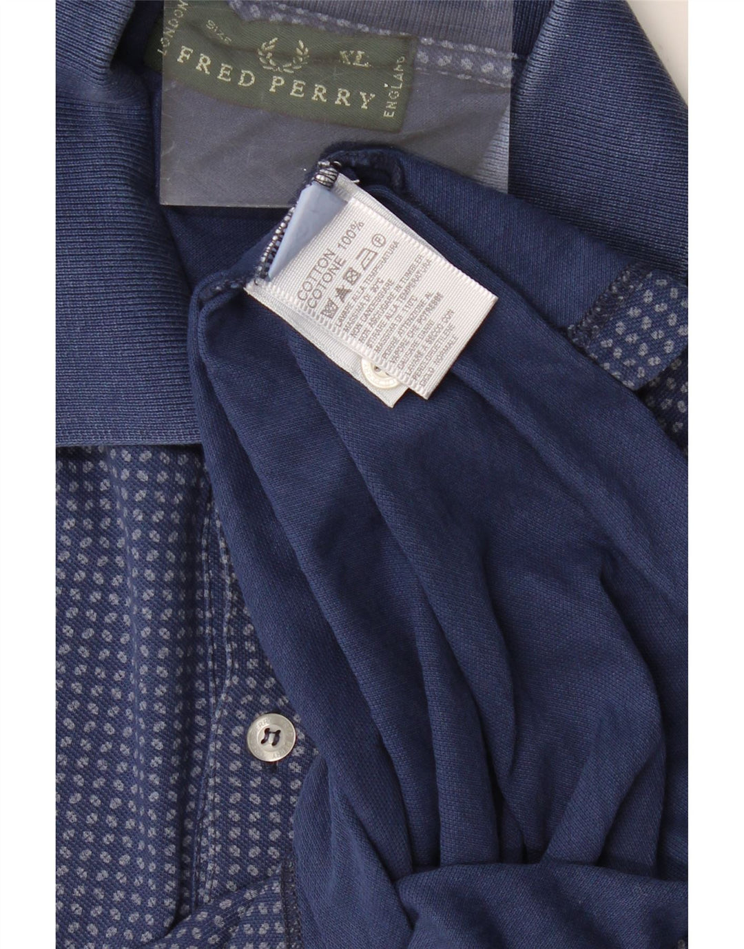 FRED PERRY Tricou polo pentru bărbați XL, bumbac cu pete, albastru marine