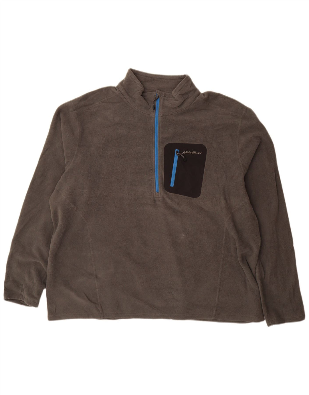 EDDIE BAUER Pulover pentru bărbați, cu fermoar și gât, poliester gri 2XL