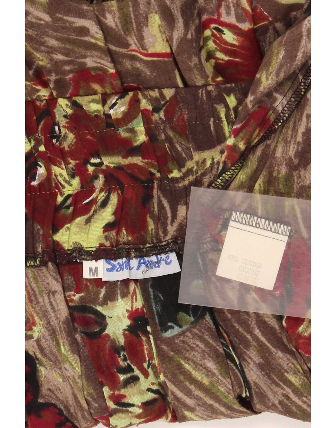 Fusta plisată cu grafic pentru femei Vintage Medium W30 Brown Viscose
