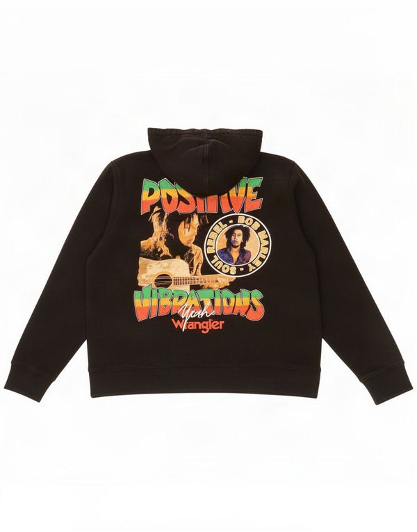 Wrangler Bob Marley Graphic Hoodie Jumper UK 16 Large Black