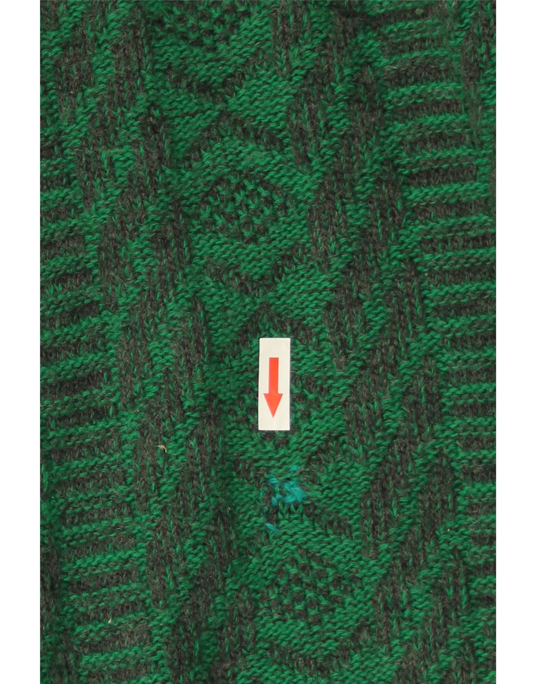 Pulover vintage pentru bărbați cu decolteu triplu, verde mediu geometric