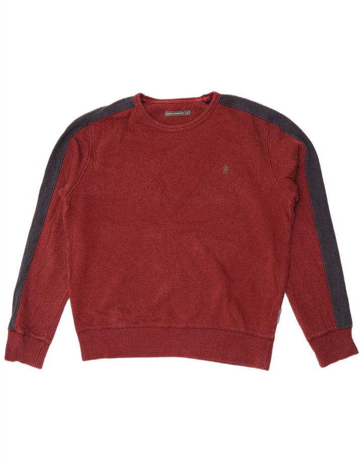Hanorac pentru bărbați French Connection Pulover Medium Maroon Colorblock Bumbac