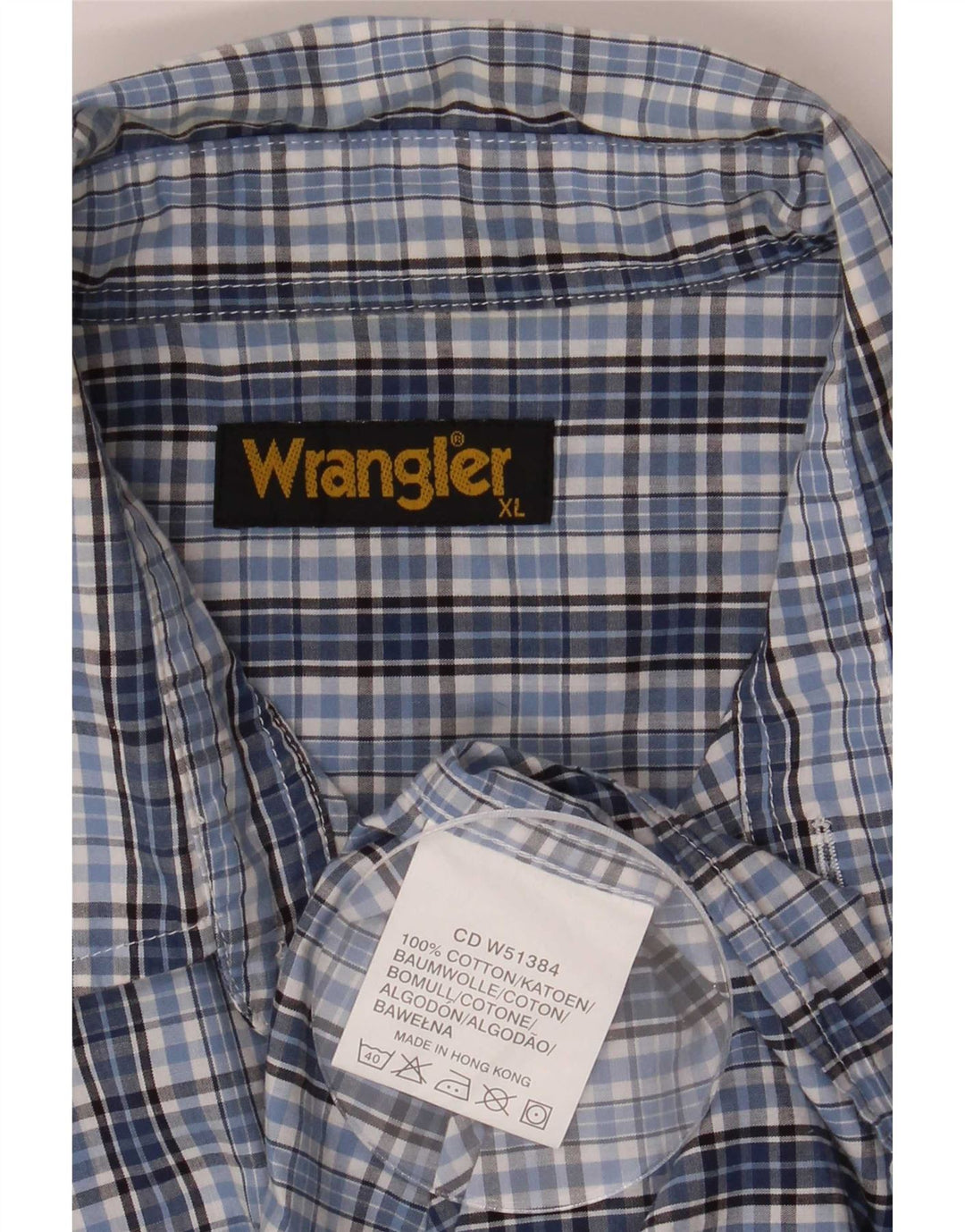 Cămașă pentru bărbați Wrangler XL, bumbac cu carouri albastre
