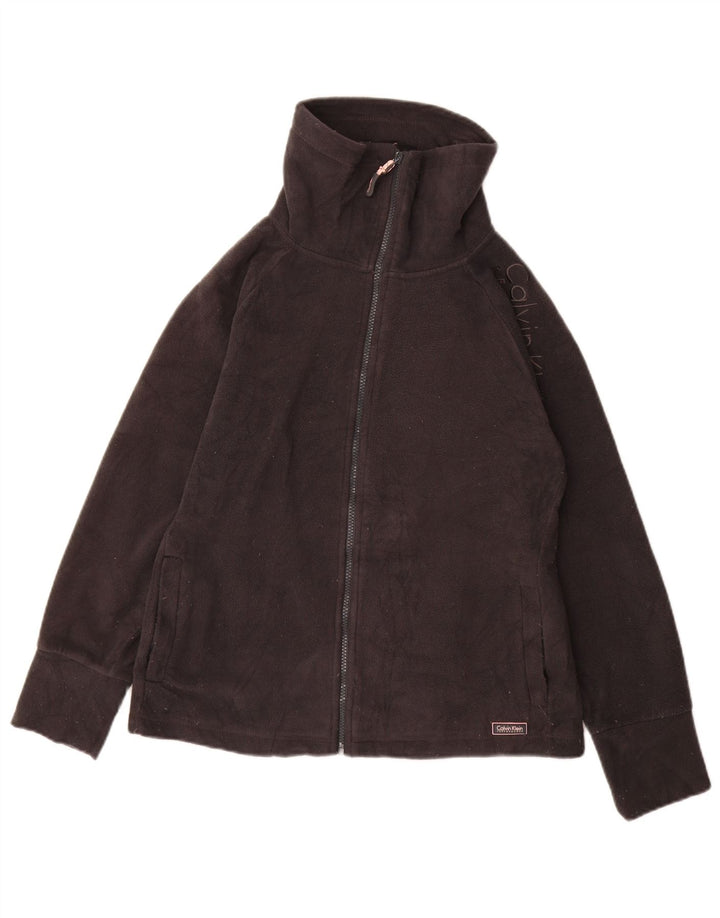 CALVIN KLEIN JEANS Jachetă din lână cu grafică pentru femei UK 12 Gri mediu