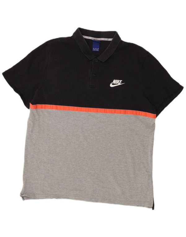 Tricou polo Nike pentru bărbați 2XL, bumbac negru color bloc