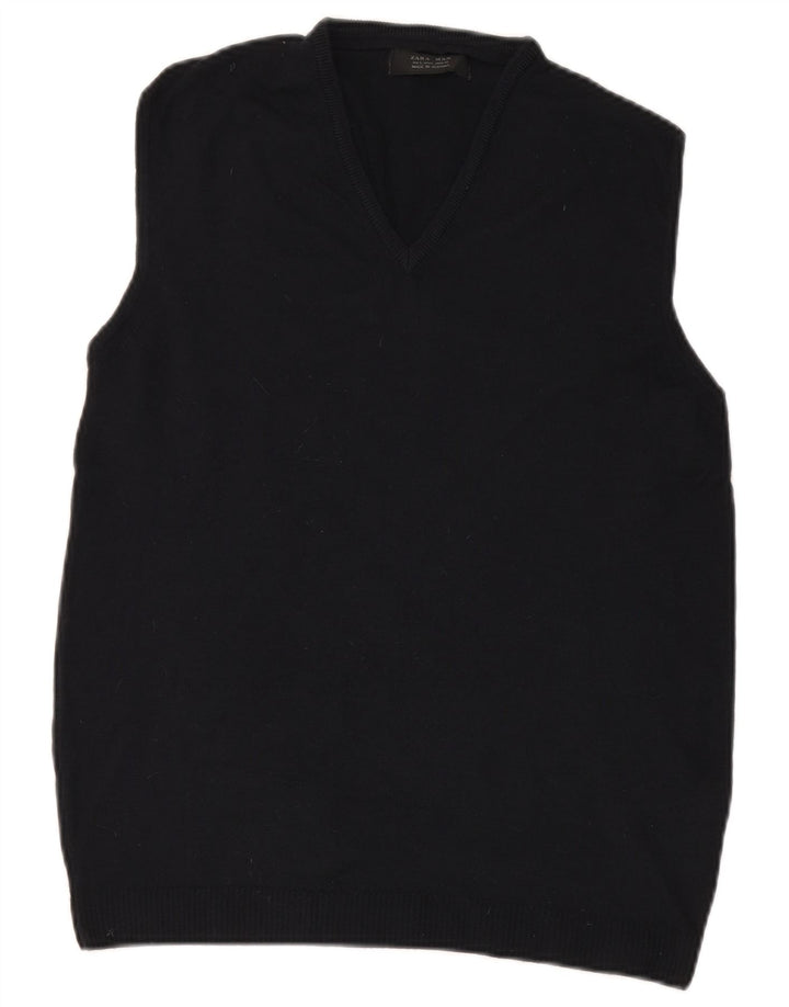 ZARA Vestă Bărbați Tank Top Mare Lână Bleumarin