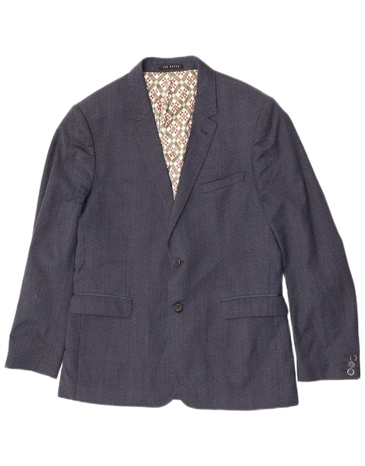 Sacou blazer pentru bărbați Ted Baker, cu 2 nasturi, UK 42 XL, lână cu picior de gală bleumarin