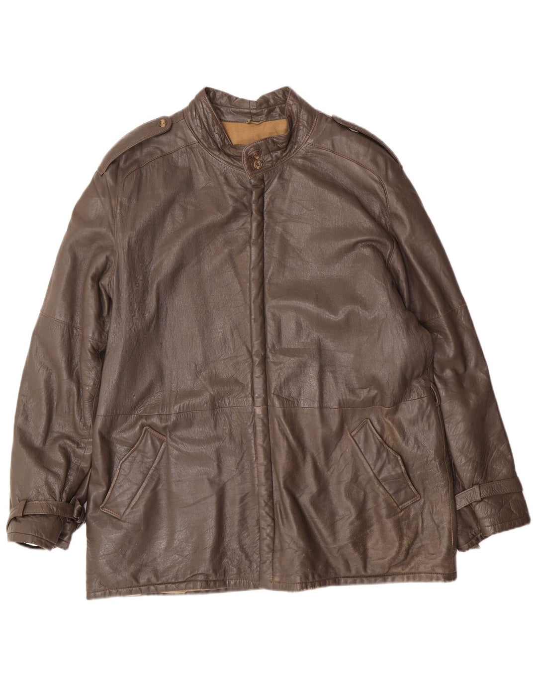 Jachetă militară din piele vintage pentru bărbați IT 56 3XL din piele gri