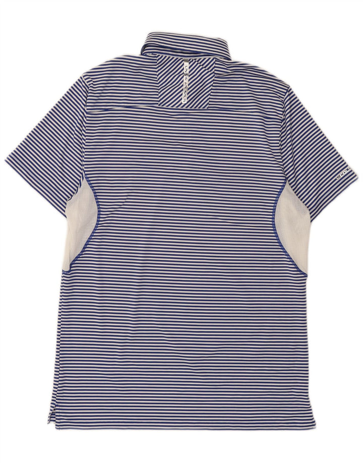 Tricou polo Under Armour pentru bărbați Heat Gear, poliester cu dungi albastre medii