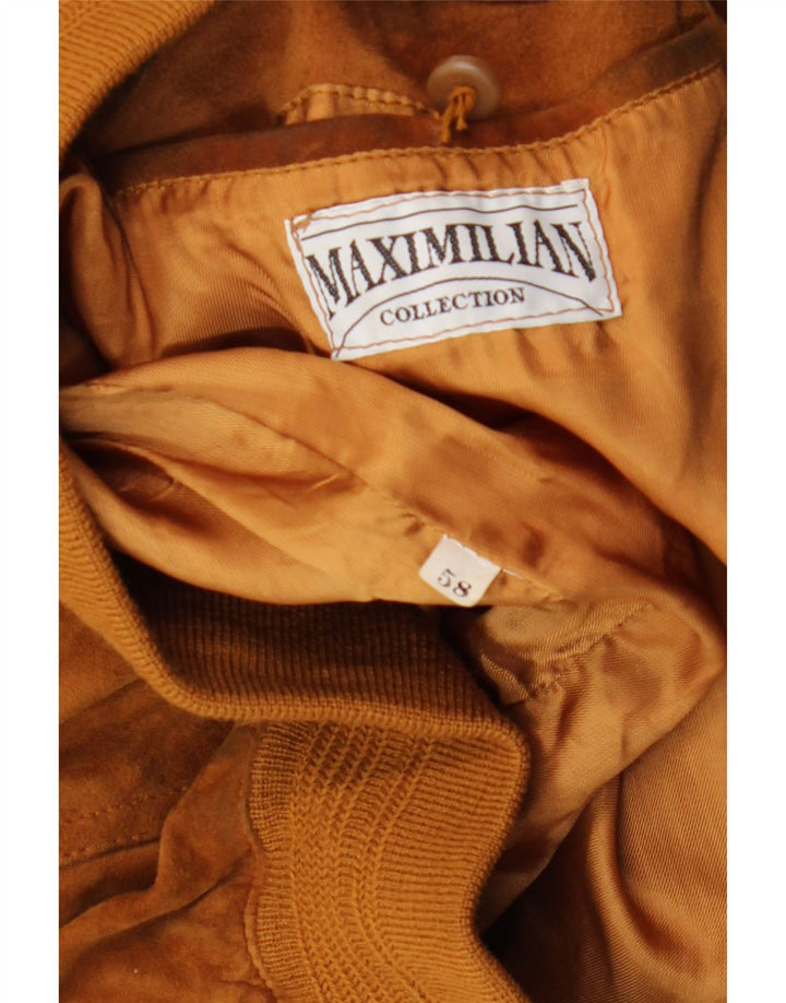 Geaca Bomber din piele intoarsa pentru barbati Maxi Milian IT 58 4XL maro