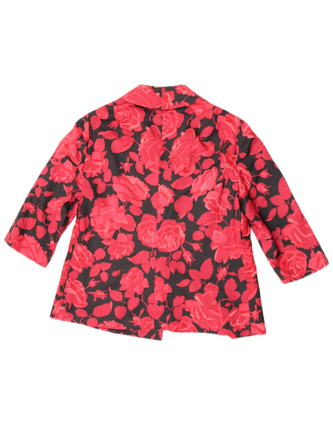 Jachetă vintage pentru femei cu mâneci 3/4 și 2 nasturi, UK 14, roșu mediu, floral