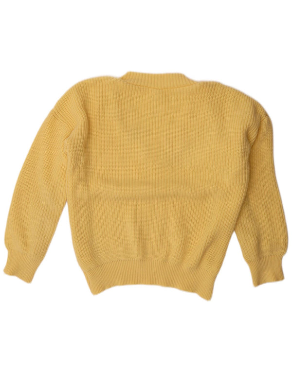 Pulover vintage pentru femei cu decolteu în V UK 22 3XL Galben