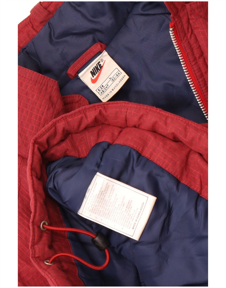 Jachetă Windbreaker pentru băieți Nike 12-13 ani, mare, din nailon cu carouri burgundă