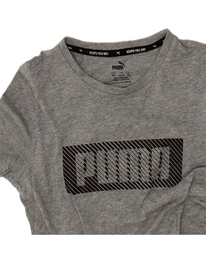 PUMA Boys Graphic T-Shirt Top 11-12 Years Medium Grey Vintage Puma and Second-Hand Puma from Messina Hembry 