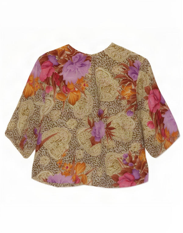 Bluză vintage pentru femei, cămașă crop UK 12 Medium Multicolor Floral