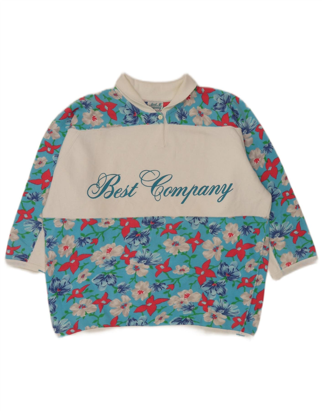 Top cu mâneci 1/2 pentru femei Best Company UK 14 Medium Blue Floral
