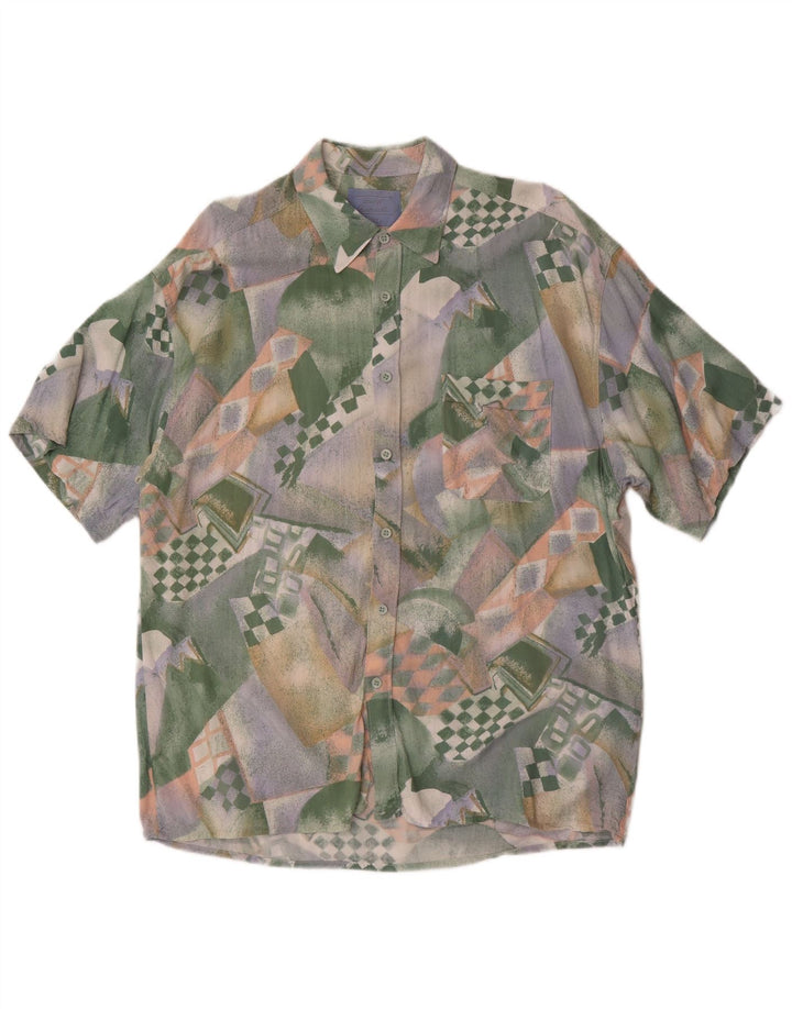 Cămașă Vintage pentru bărbați cu model abstract Mărimea 41/42 mare, multicoloră