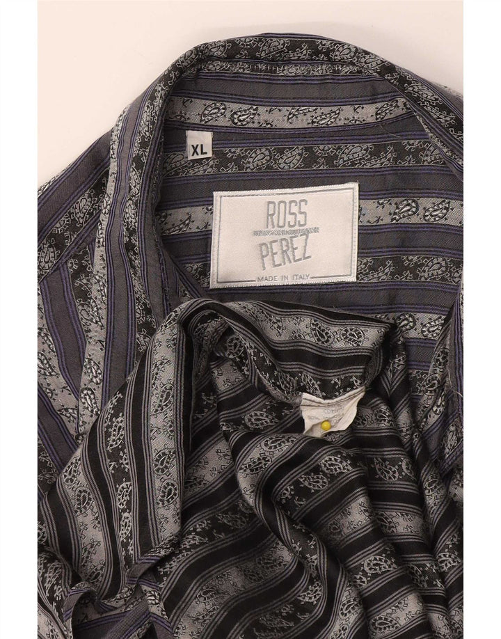 Cămașă Vintage pentru bărbați XL bumbac cu dungi gri