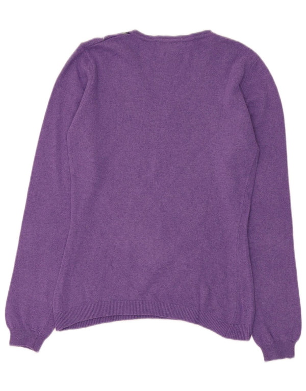 Pulover vintage pentru femei cu decolteu în V UK 12 Violet mediu Argyle/Diamond