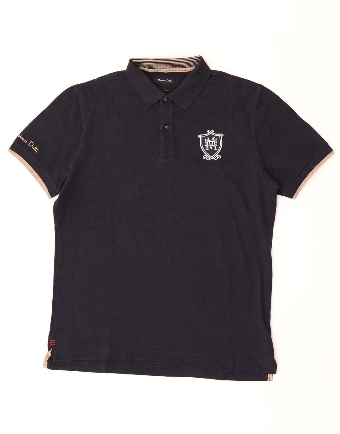Cămașă polo cu grafică Massimo Dutti pentru bărbați XL, bumbac bleumarin