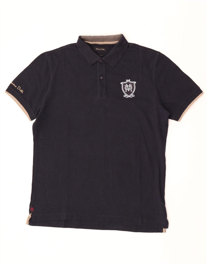 Cămașă polo cu grafică Massimo Dutti pentru bărbați XL, bumbac bleumarin