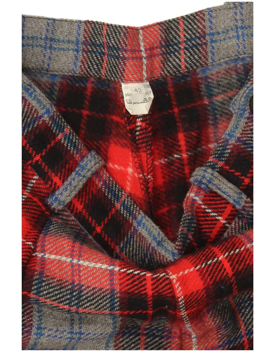 Pantaloni scurți chino VINTAGE pentru femei cu talie înaltă IT 42 Medium W28 Lână cu carouri roșii