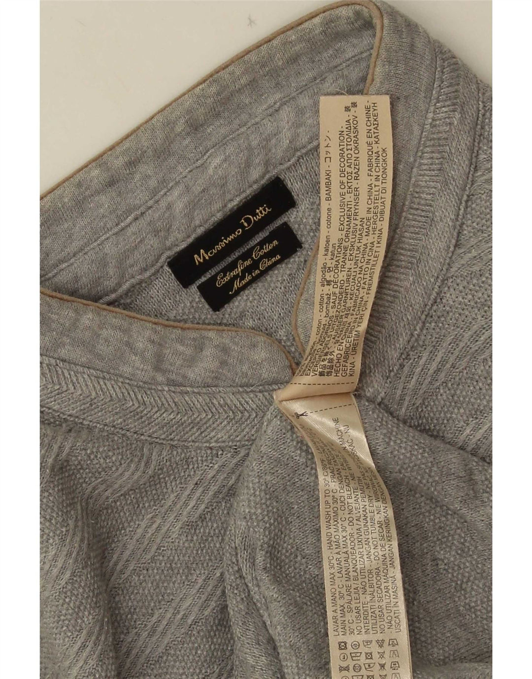 Pulover Massimo Dutti pentru bărbați, cu gât cu nasturi, XL, bumbac cu dungi gri