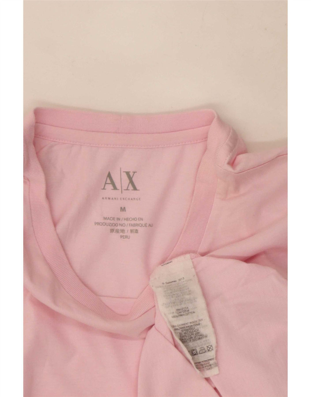 Armani Exchange Tricou Bărbați Top Medium Roz Bumbac