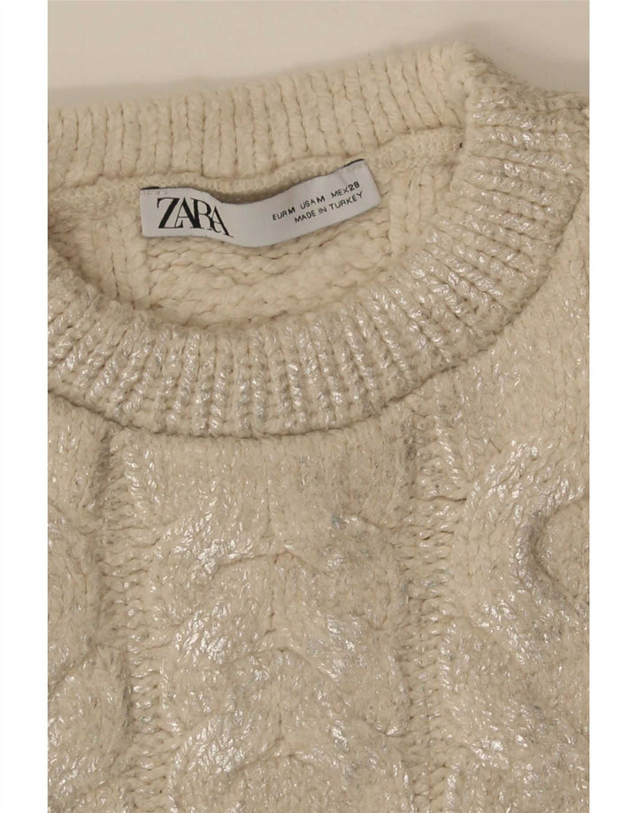 Pulover cu decolteu scurt pentru femei Zara UK 14 Bej mediu