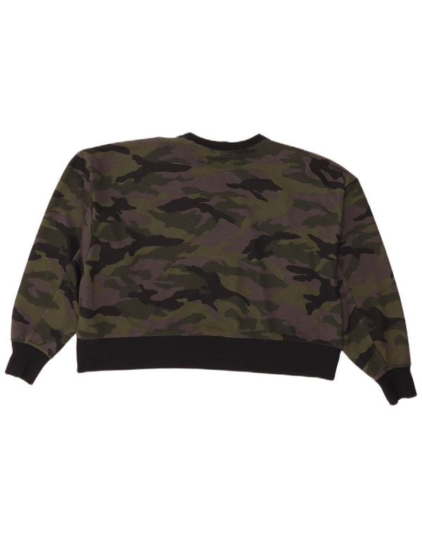 Pulover Nike Dri Fit Crop pentru femei UK 14 Camuflaj mediu kaki