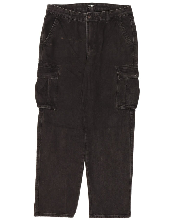 Blugi Kiabi Cargo Straight pentru bărbați IT 50 Large W34 L31 Negri