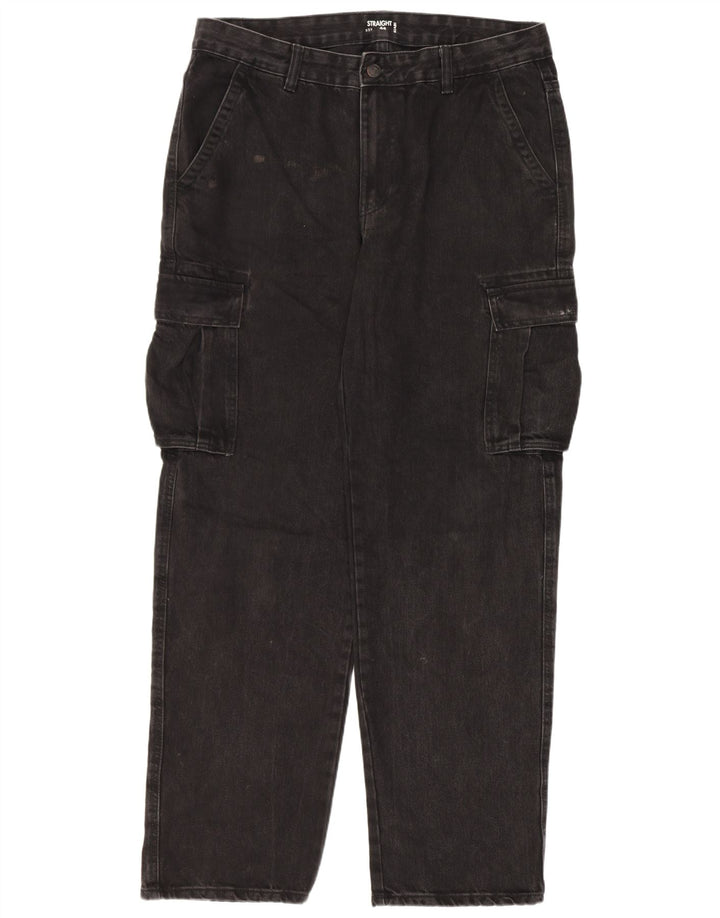 Blugi Kiabi Cargo Straight pentru bărbați IT 50 Large W34 L31 Negri