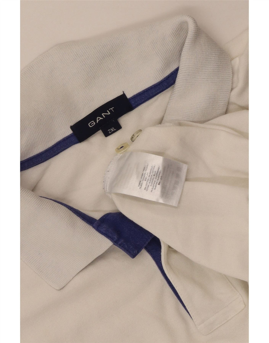 Tricou polo pentru bărbați Gant 2XL, bumbac alb, clasic