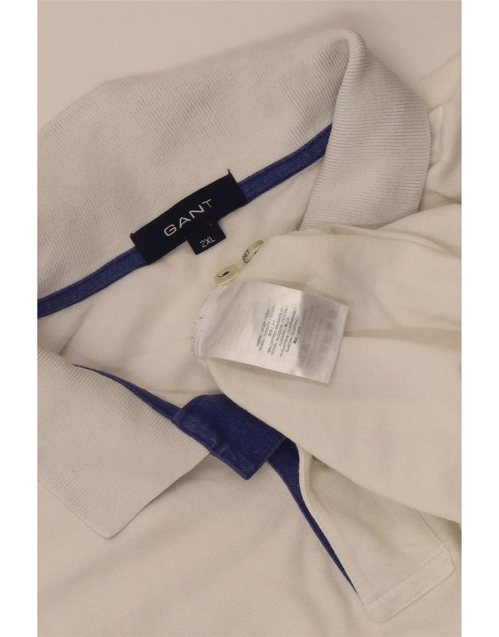 Tricou polo pentru bărbați Gant 2XL, bumbac alb, clasic