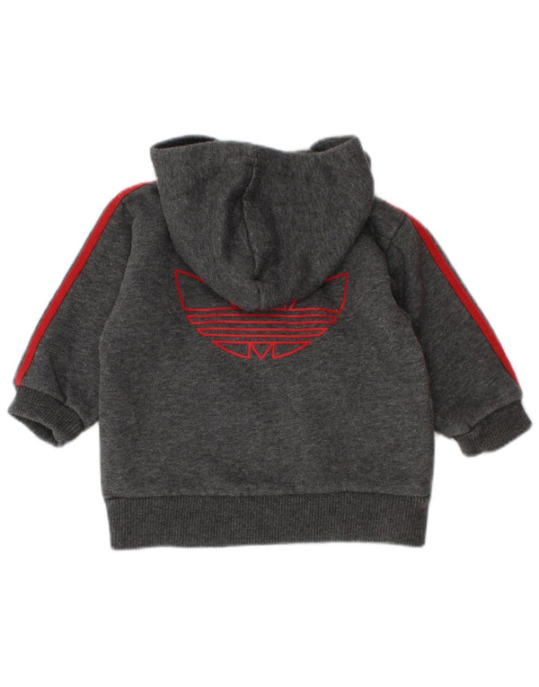Adidas Baby Boys Pulover cu glugă cu buton și gât, 3-6 luni, gri pete