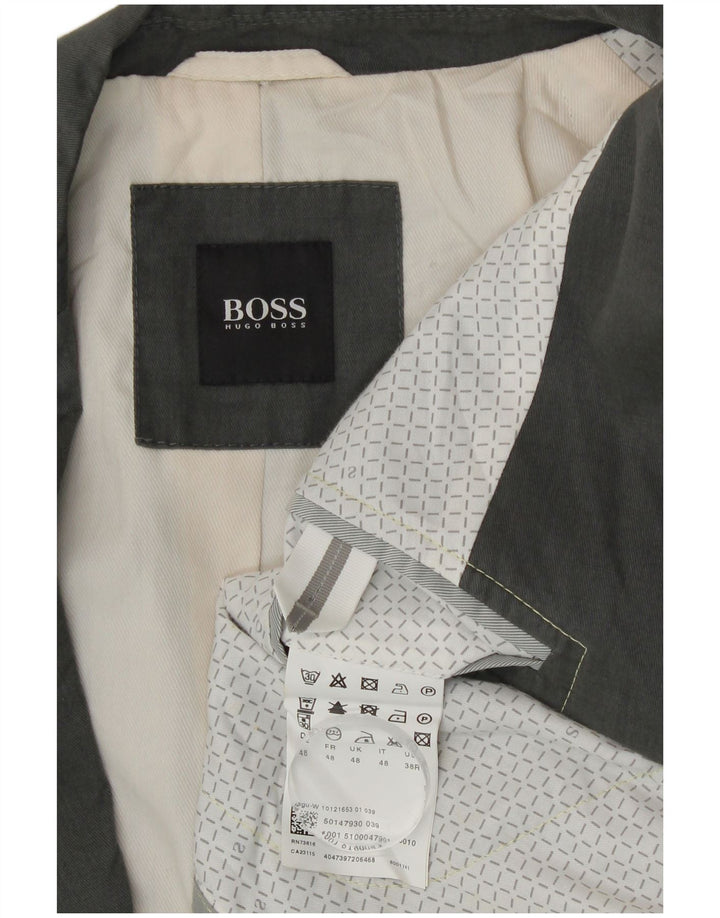 Blazer pentru bărbați Hugo Boss cu 2 nasturi EU 48, bumbac gri mediu